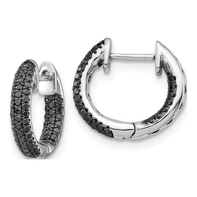 14K White Gold 3/8 ct tw Diamond Inside-Out Hoop Earrings