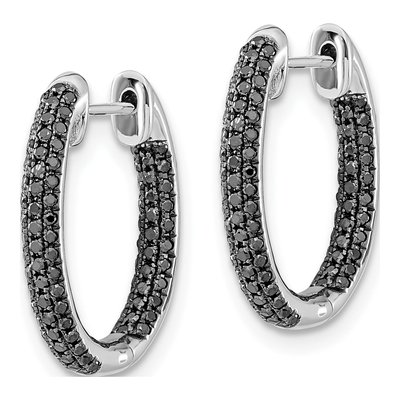 10K White Gold 1/2 ct tw Black Diamond Inside-Out Hoop Earrings – view 2