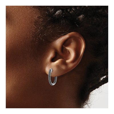 10K White Gold 1/2 ct tw Black Diamond Inside-Out Hoop Earrings – view 3