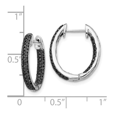 10K White Gold 1/2 ct tw Black Diamond Inside-Out Hoop Earrings – view 4