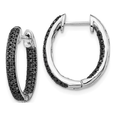 10K White Gold 1/2 ct tw Black Diamond Inside-Out Hoop Earrings