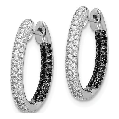 14K White Gold 1/2 ct tw 16mm Diamond Hoop Earrings – view 3