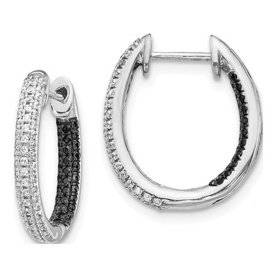 14K White Gold 1/2 ct tw 16mm Diamond Hoop Earrings