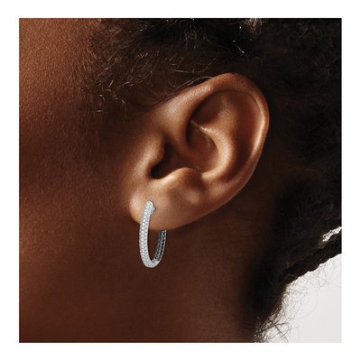 14K White Gold 7/8 ct tw 20mm Diamond Inside-Out Hoop Earrings – view 4
