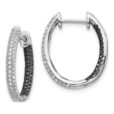 14K White Gold 7/8 ct tw 20mm Diamond Inside-Out Hoop Earrings