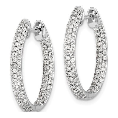 14K White Gold 3-Row 1.24 ct Diamond Hoop Earrings – view 3