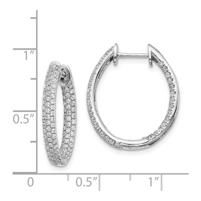 14K White Gold 3-Row 1.24 ct Diamond Hoop Earrings – view 5