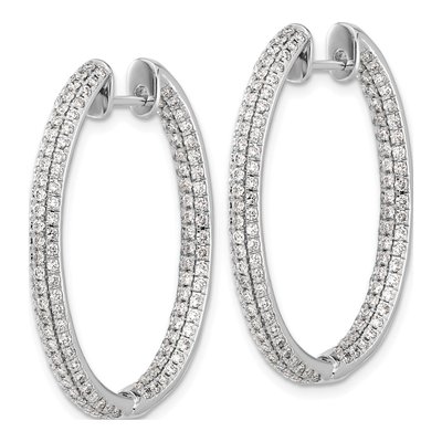 14K White Gold 2.2 ct tw 32mm Diamond 3-Row Inside-Out Hoop Earrings – view 2