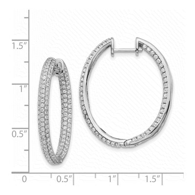 14K White Gold 2.2 ct tw 32mm Diamond 3-Row Inside-Out Hoop Earrings – view 4