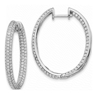 14K White Gold 2.2 ct tw 32mm Diamond 3-Row Inside-Out Hoop Earrings