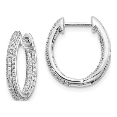 10K White Gold 5/8 ct tw Diamond Inside-Out Hoop Earrings