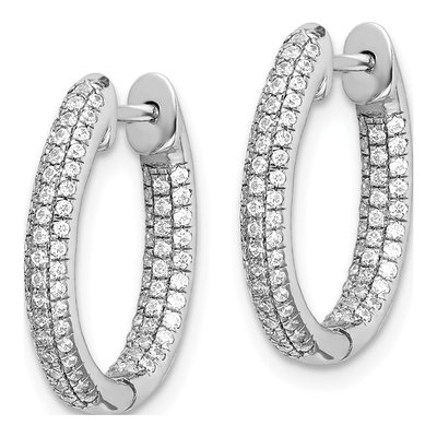 14K White Gold 5/8 ct tw Diamond Inside-Out Hoop Earrings – view 3