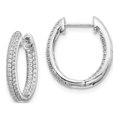 14K White Gold 5/8 ct tw Diamond Inside-Out Hoop Earrings