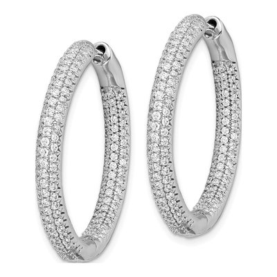 14K White Gold 1.5 ct tw 27mm Diamond Hoop Earrings – view 3