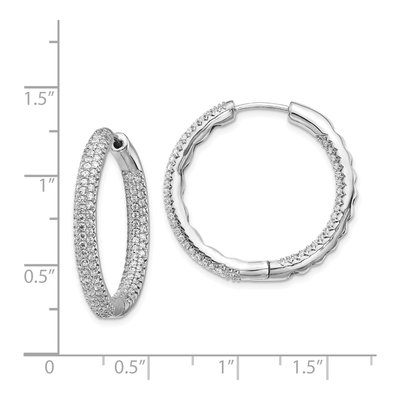 14K White Gold 1.5 ct tw 27mm Diamond Hoop Earrings – view 5