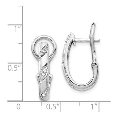 14K White Gold 1/8 ct tw 19mm Diamond Hoop Earrings – view 5