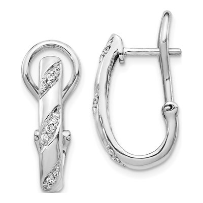 14K White Gold 1/8 ct tw 19mm Diamond Hoop Earrings