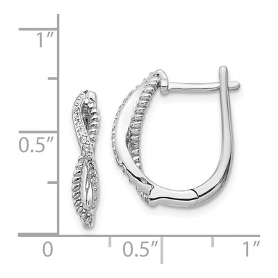 14K White Gold 1/15 ct tw 17mm Diamond Twisted Rope Huggie Hoop Earrings – view 2