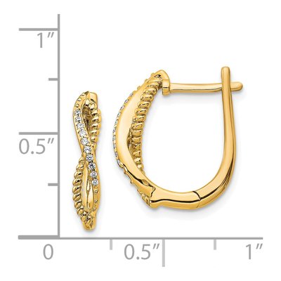 14K Yellow Gold 1/15 ct tw 17mm Diamond Twisted Rope Huggie Hoop Earrings – view 2