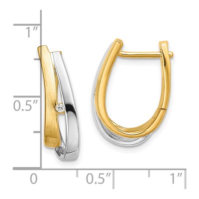 14K Yellow Gold 21mm Diamond Oval Huggie Hoop Earrings – view 4