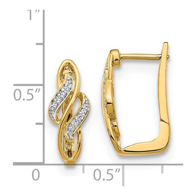 14K Yellow Gold 1/20 ct tw 17mm Diamond Huggie Hoop Earrings – view 5
