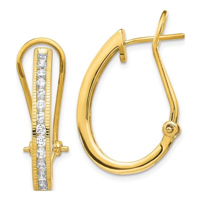 14K Yellow Gold 1 ct tw 28mm Diamond Hoop Earrings