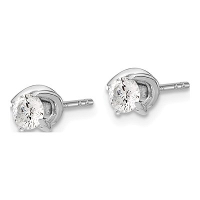 14K White Gold 1/2 ct tw 4mm Round Diamond Twist Stud Earrings – view 3