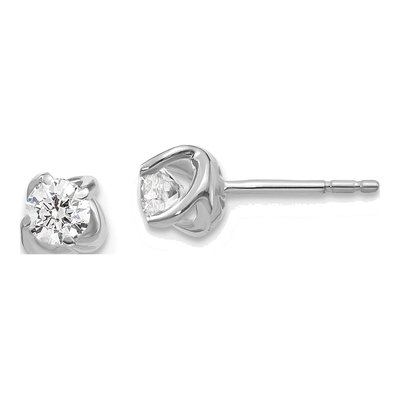 14K White Gold 1/2 ct tw 4mm Round Diamond Twist Stud Earrings