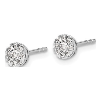 14K White Gold 0.22 ct tw 2.2mm Round Diamond Cluster Button Stud Earrings – view 3