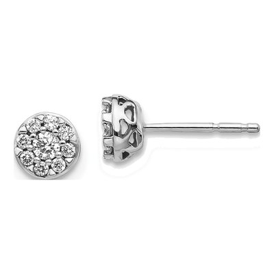 14K White Gold 0.22 ct tw 2.2mm Round Diamond Cluster Button Stud Earrings