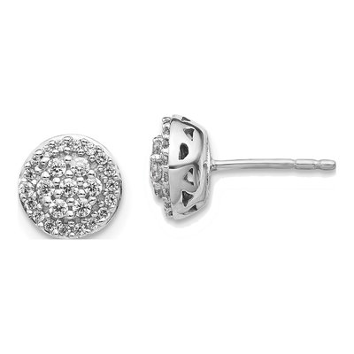 14K White Gold 1/3 ct tw 1.45mm Round Diamond Cluster Stud Earrings