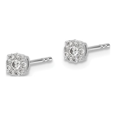 10K White Gold 1/6 ct tw Diamond Cluster Halo Stud Earrings – view 2