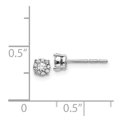 14K White Gold 1/6 ct tw 2.1mm Round Diamond Halo Cluster Stud Earrings – view 4