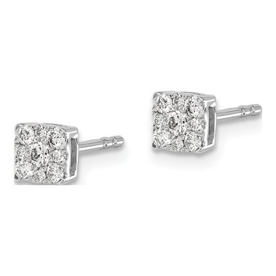 10K White Gold 1/4 ct tw Diamond Cluster Halo Stud Earrings – view 2
