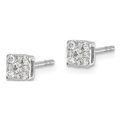 14K White Gold 1/4 ct tw 2.1mm Round Diamond Halo Cluster Stud Earrings – view 3