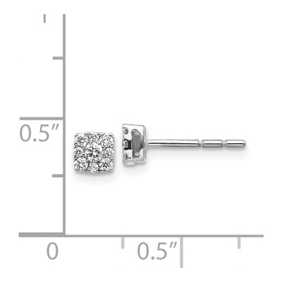 14K White Gold 1/4 ct tw 2.1mm Round Diamond Halo Cluster Stud Earrings – view 5