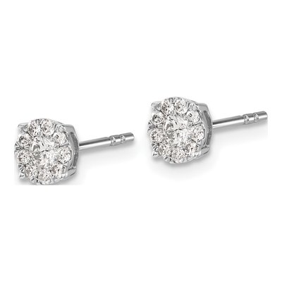 14K White Gold 1/3 ct tw 2.8mm Round Diamond Halo Cluster Stud Earrings – view 2