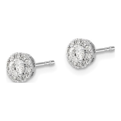 10K White Gold 1/3 ct tw Diamond Cluster Halo Stud Earrings – view 2