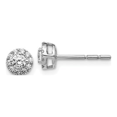 10K White Gold 1/3 ct tw Diamond Cluster Halo Stud Earrings