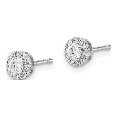 14K White Gold 1/3 ct tw 2.9mm Round Diamond Halo Cluster Stud Earrings – view 3