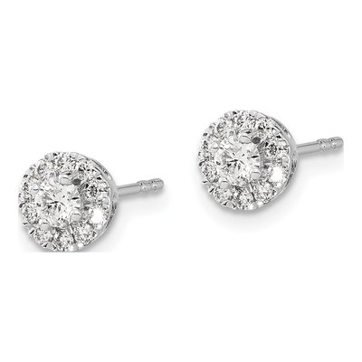 14K White Gold 1/2 ct tw 3.2mm Round Diamond Halo Cluster Stud Earrings – view 2