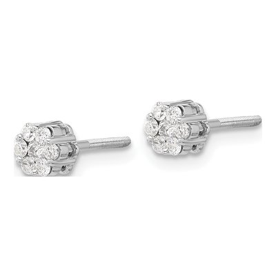 14K White Gold 1/4 ct tw 2mm Round Diamond Cluster Button Stud Earrings – view 3