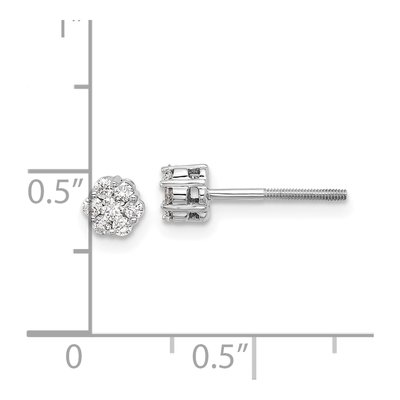 14K White Gold 1/4 ct tw 2mm Round Diamond Cluster Button Stud Earrings – view 5