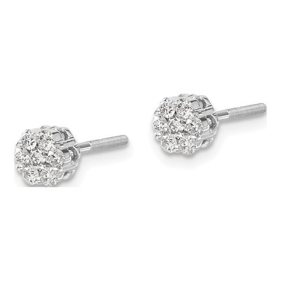 14K White Gold 1/3 ct tw 2.2mm Round Diamond Cluster Stud Earrings – view 3