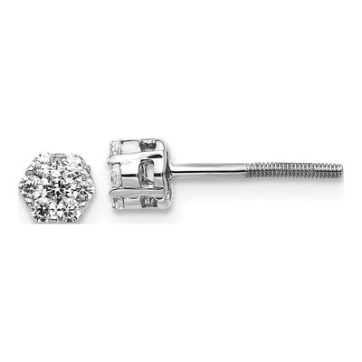 14K White Gold 1/3 ct tw 2.2mm Round Diamond Cluster Stud Earrings
