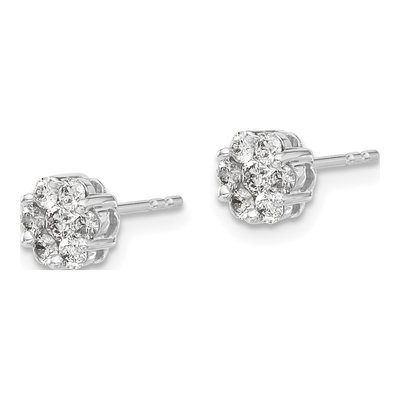 14K White Gold 1/2 ct tw 2.5mm Round Diamond Cluster Stud Earrings – view 3