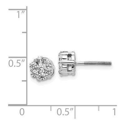 14K White Gold 5/8 ct tw 2.6mm Round Diamond Cluster Screwback Stud Earrings – view 5