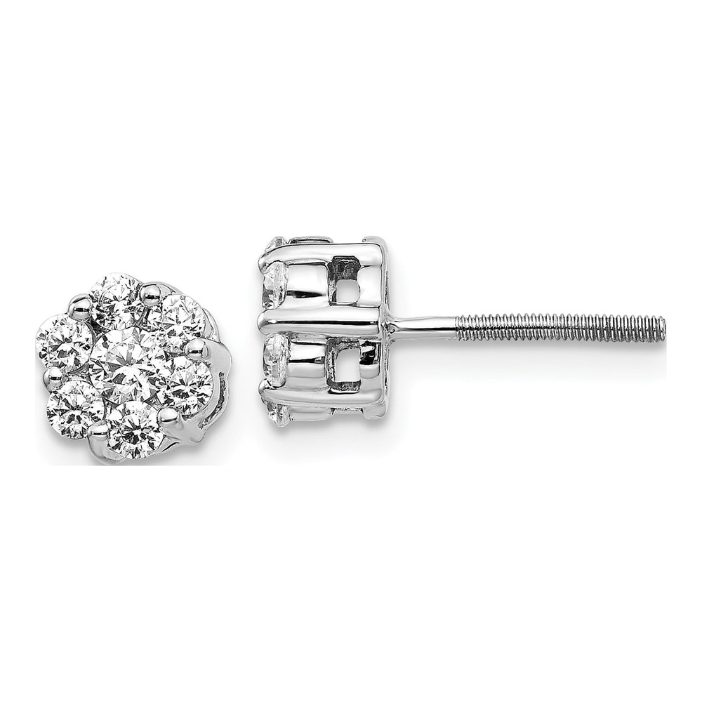 14K White Gold Rhodium-Plated 5/8 Carat Lab Grown Diamond Vs/si+ G+ Screwback Cluster Post Earrings