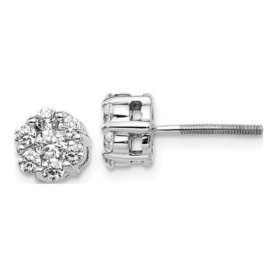 14K White Gold 5/8 ct tw 2.6mm Lab-Grown Diamond Cluster Stud Earrings