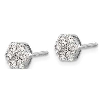 14K White Gold 7/8 ct Diamond Cluster Earrings – view 3